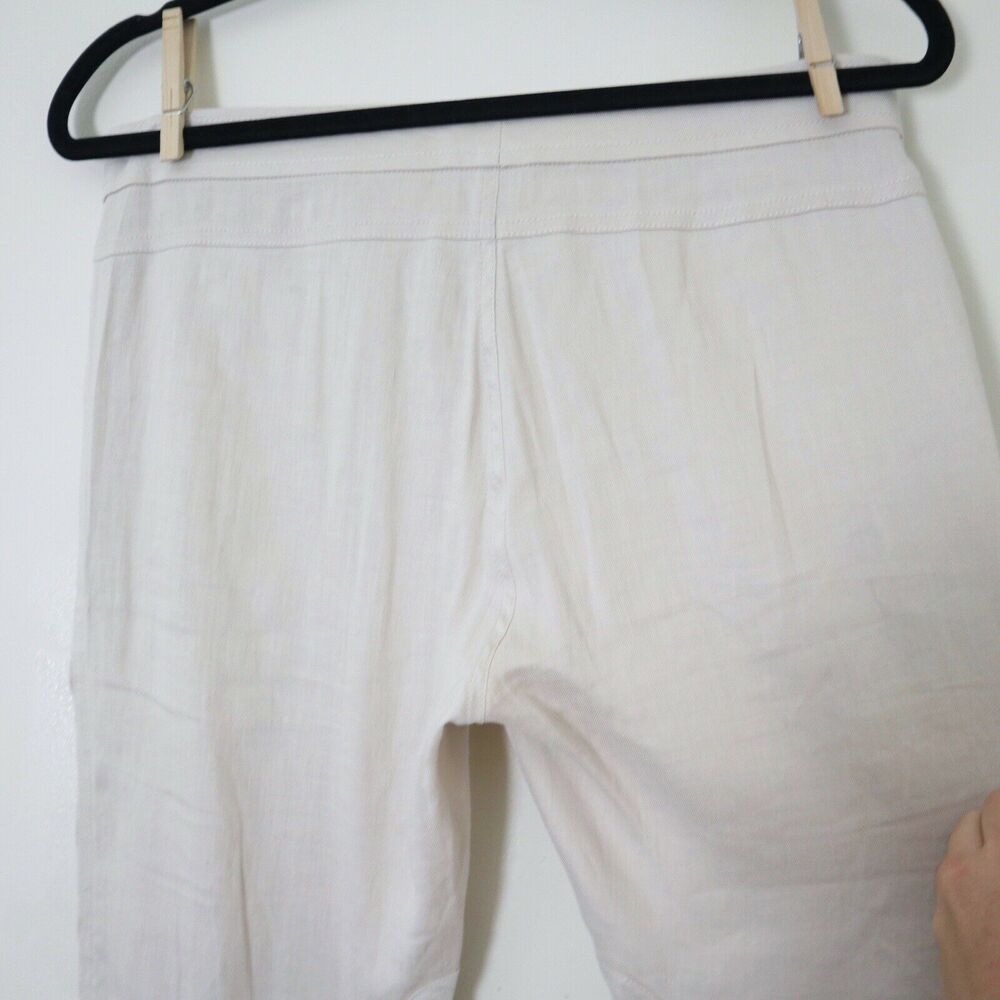 Vince Size 4 Linen Blend Patchwork Cargo Jogger Pants Cream Zipper Front - Picture 10 of 12